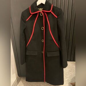 Elegant Black and Red Women's Coat